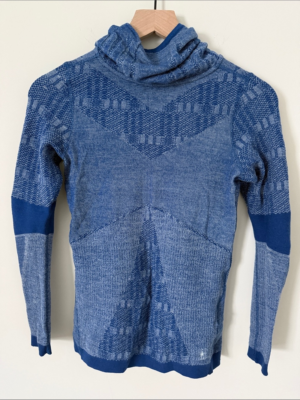 Smartwool Blue Patterned Cowl Neck Sweater